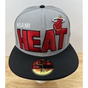 New Era 59FIFTY Miami‎ Heat Fitted NBA Men's Hat Gray/Black Classics 7 3/8